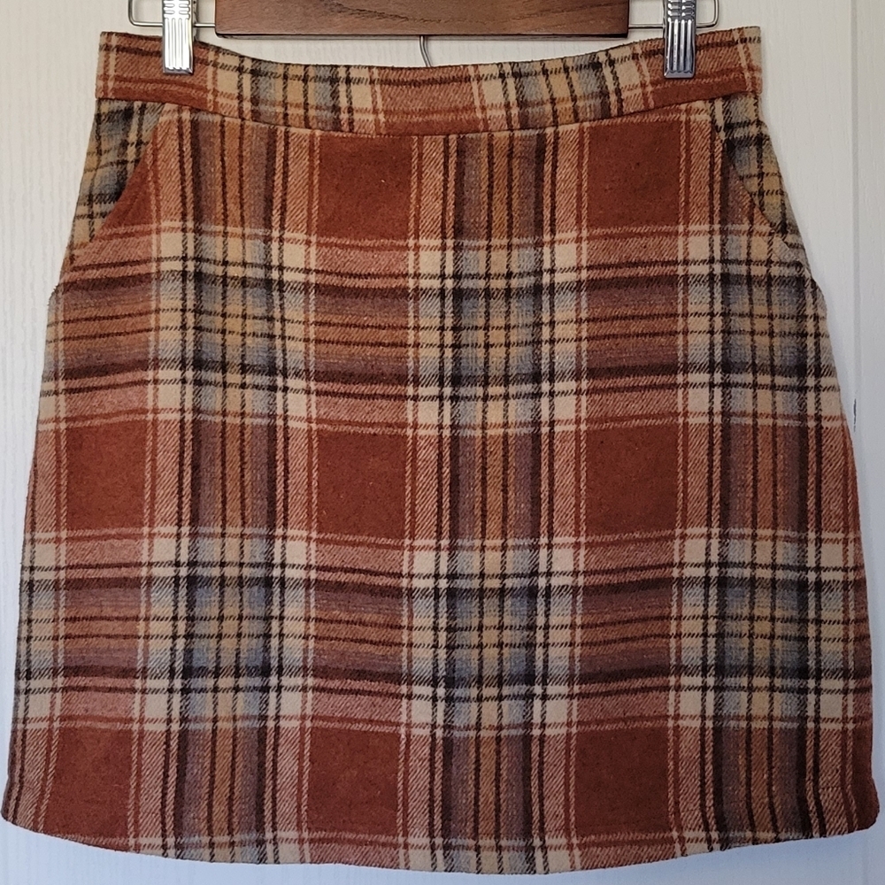 Orange Creek Plaid Fall Mini Skirt Size: Medium